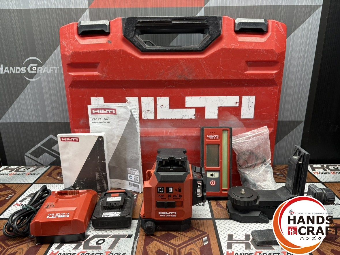 〇ヒルティー HILTI PM30－MG マルチラインレーザーレベル 墨出し機 12V 充電器 バッテリ 受光器付き 未校正の為ジャンク扱い