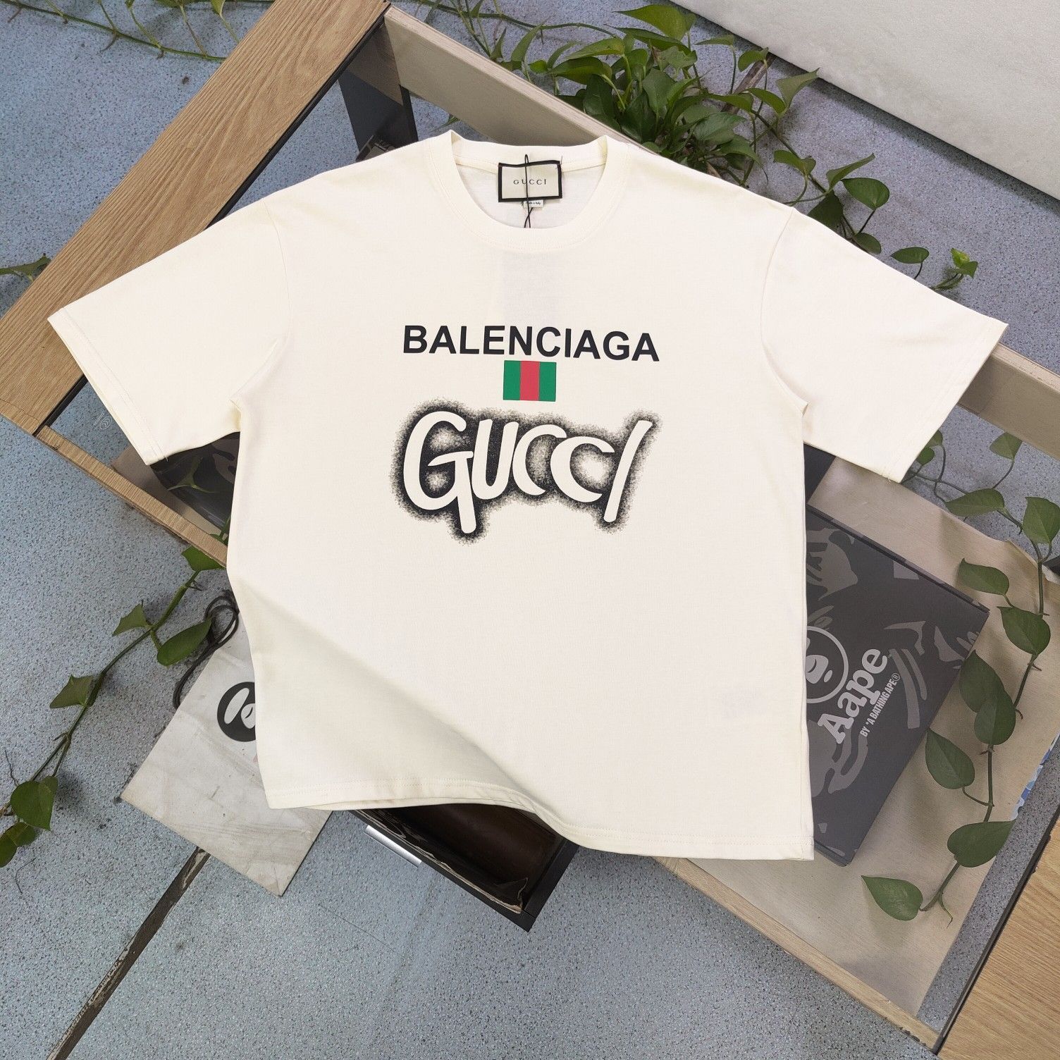 GUCCI連名Balenciagaインクジェットアルファベット柄ロゴプリント ...