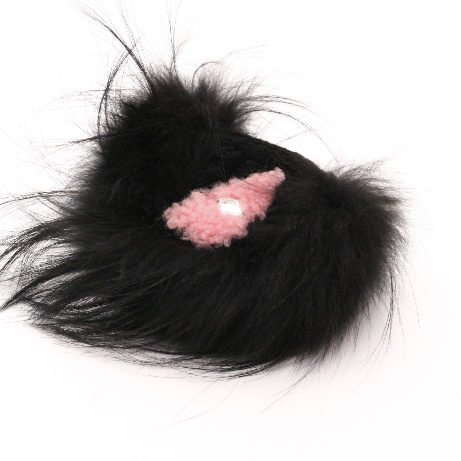 FENDI フェンディ　ファー キーホルダー 黒ピンク フェンディ モンスター チャーム キーホルダー ふわふわ モフモフ