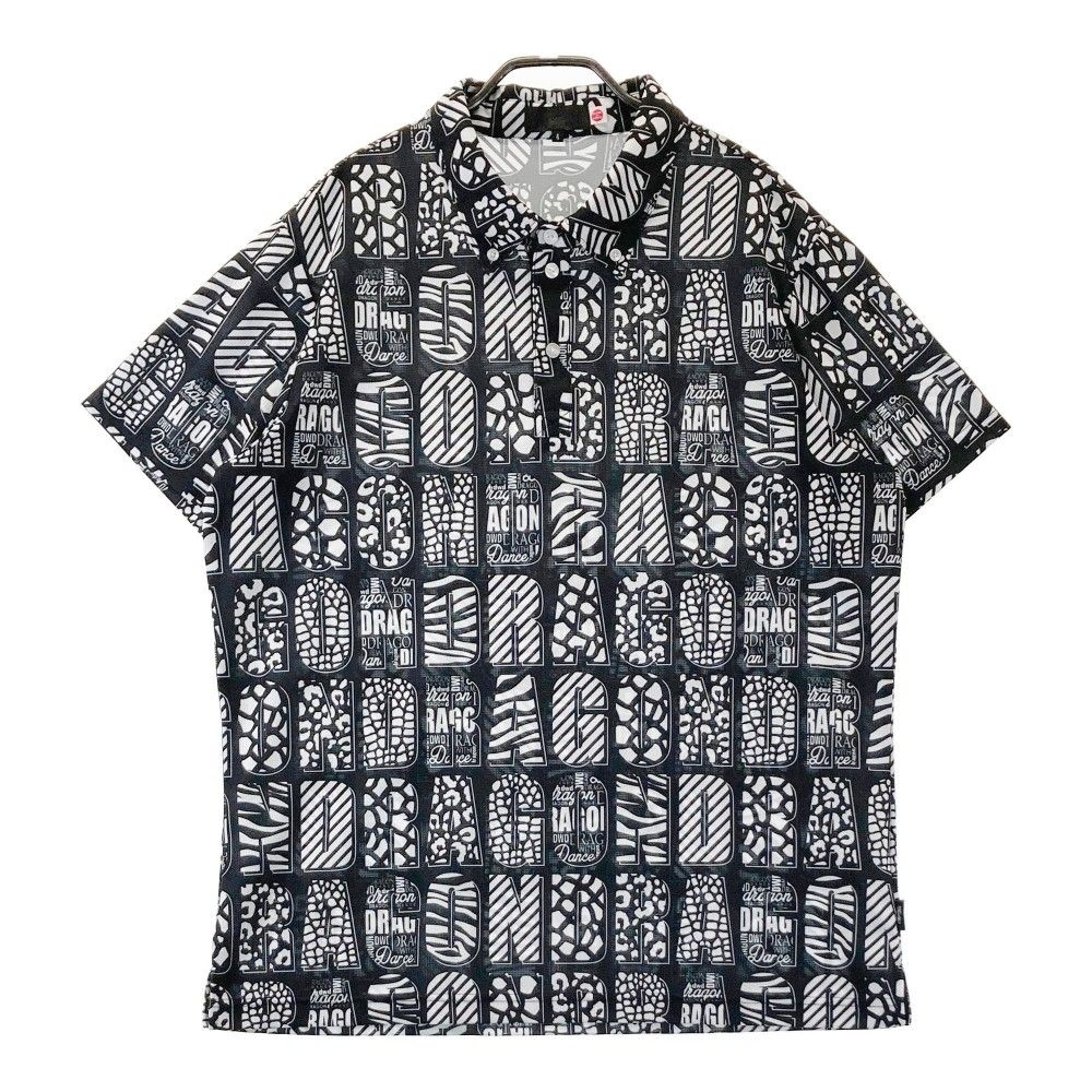 サイズ 4 DANCE WITH DRAGON ダンスウィズドラゴン D1-134331 半袖ポロシャツ 総柄 ブラック系 240101450950 ゴルフウェア メンズ ストスト