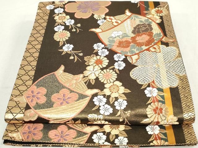 平和屋着物○本塩沢 110亀甲 横段吉祥文 正絹 逸品 AAAU8260zg