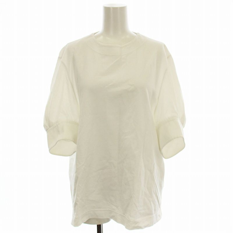 ブラミンク BLAMINK クルーネックギャザーショートスリーブ 7917-299-0034 半袖 カットソー Tシャツ 36 白 ブラミンク BLAMINK 22SS クルーネックギャザーショートスリーブ