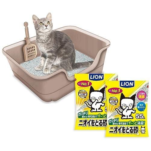 ライオン 猫トイレ ニオイをとる砂 獣医師開発猫トイレ ナチュラルブラウン ニオイをとる砂 無香料 5.5L×2袋セット 消臭力が高い鉱物系