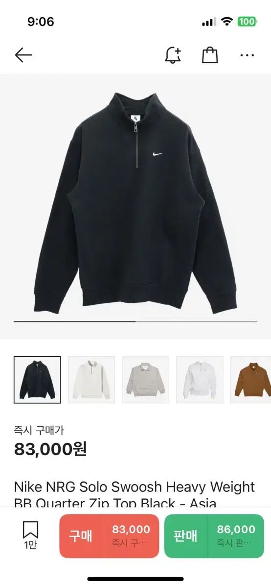 NIKE ナイキ NRG ソロ スウッシュ ヘビー ウェイト BB クォーター ジップ トップス ブラック