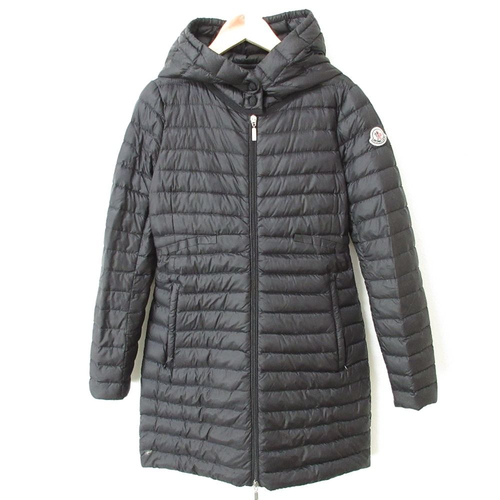 MONCLER モンクレール BARBEL ダブルジップ フーデッド ダウンコート ロングダウンジャケット 00 ブラック レディース 古着