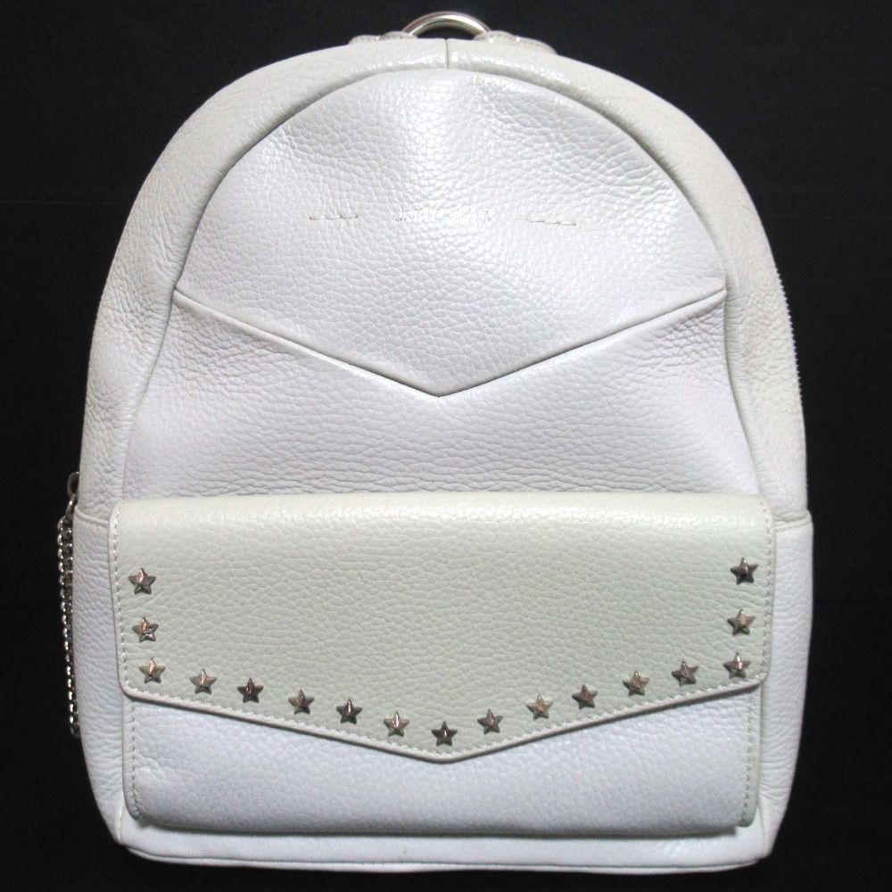 JIMMY CHOO スタッズ ホワイト レザー バックパック