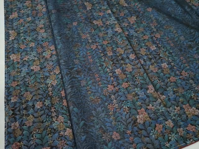 平和屋着物○本場大島紬 9マルキ 草花尽くし 正絹 逸品 未使用  