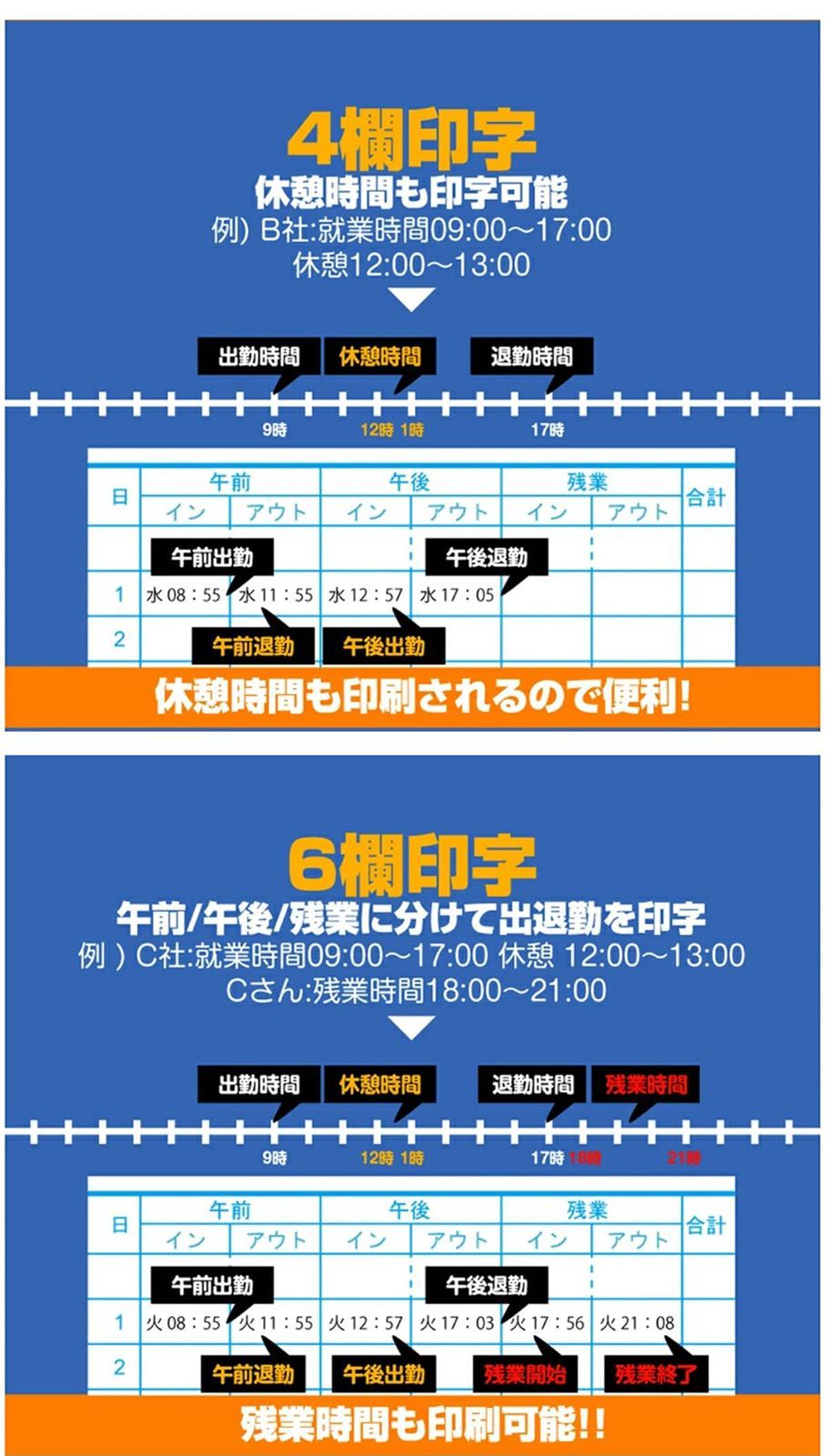 オフィス用品 TOKAIZ タイムレコーダー 本体 6欄印字可能 両面印字モデル タイムカード５０枚付き TR-001s - 3