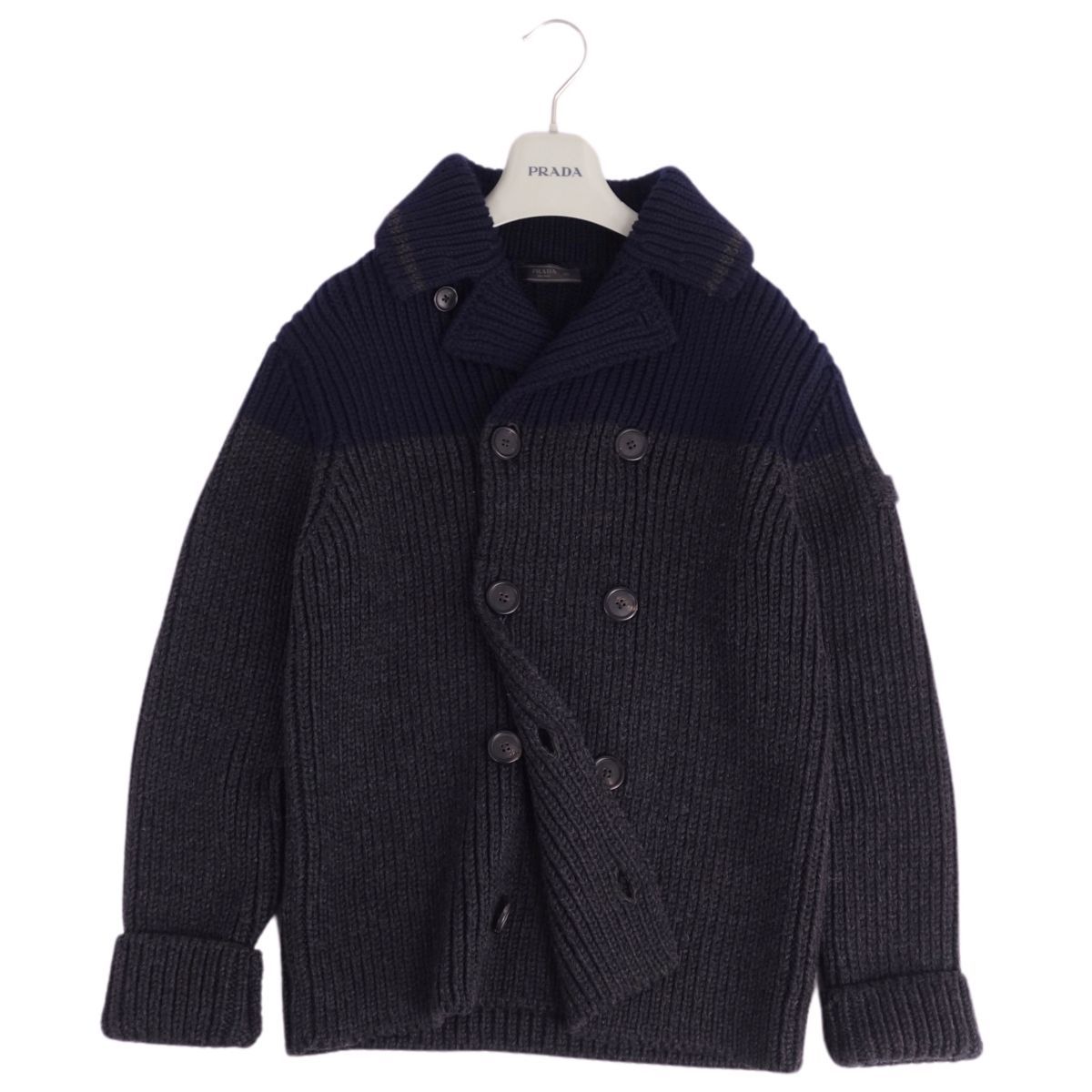 美品 プラダ PRADA ニット ジャケット カーディガン ダブルブレスト 