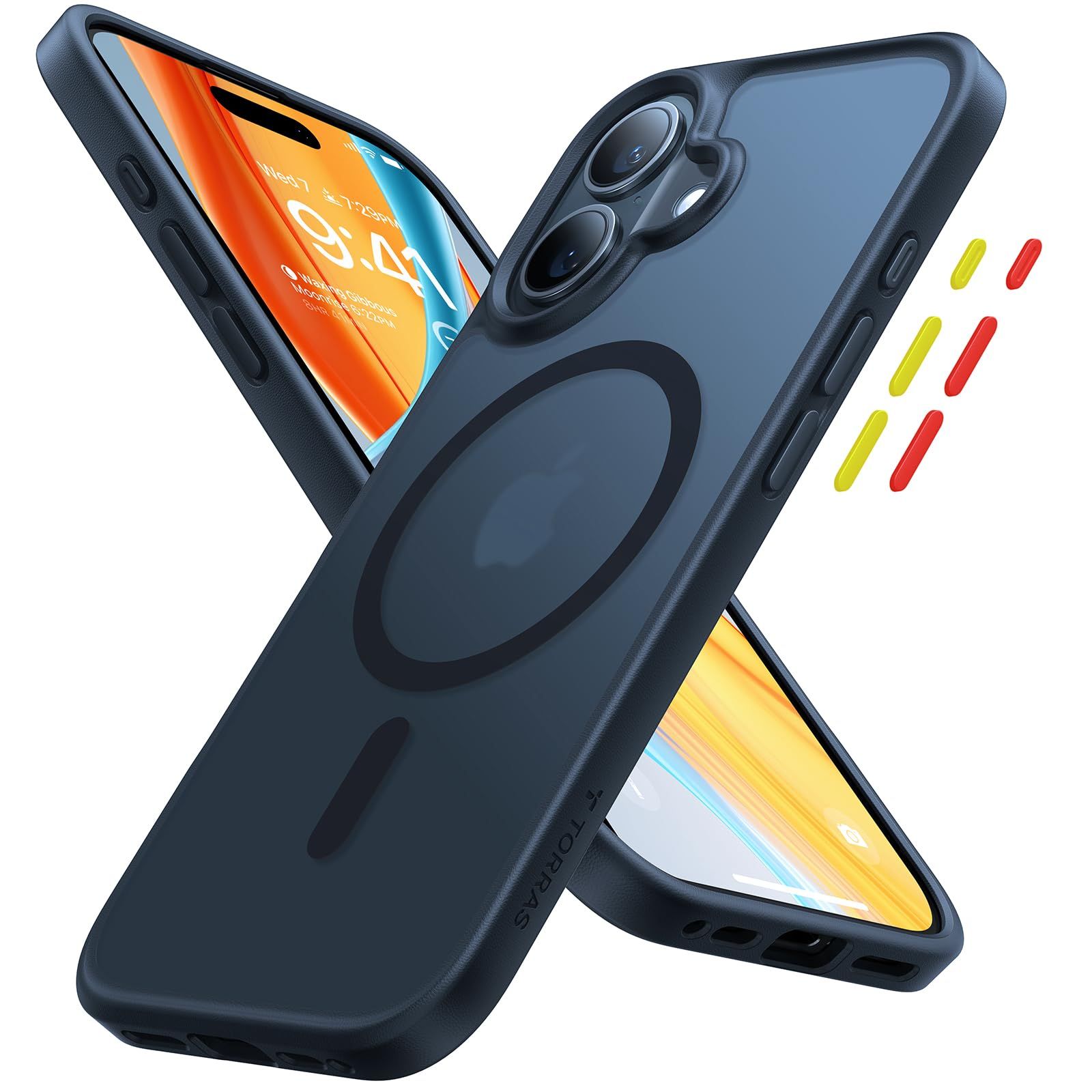 米軍進化・高精密Magsafe対応TORRAS iPhone 16 用 ケースマグネット搭載 耐衝撃 米軍保護工学 ワイヤレス充電対応 黄変防止 半透明 マット 黄ばみなし ストラップホールあり 6.1インチ Guardian-Mag ブ
