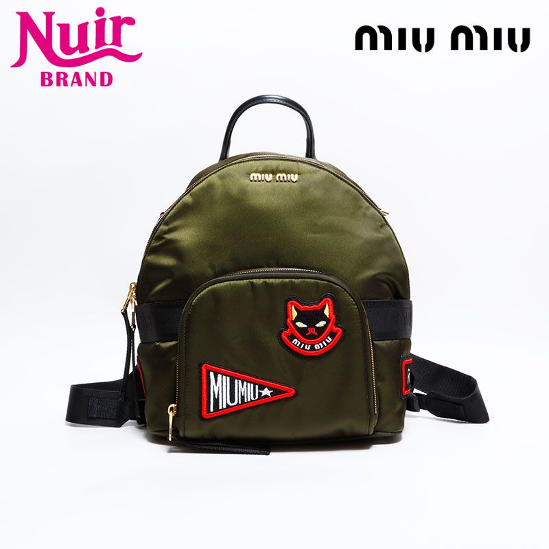 ✨未使用級✨ ミュウミュウ キャット ネコワッペン ナイロン バックパック Miu Miu ミュウ ミュウ リュック・デイパック ナイロン ワッペン 猫