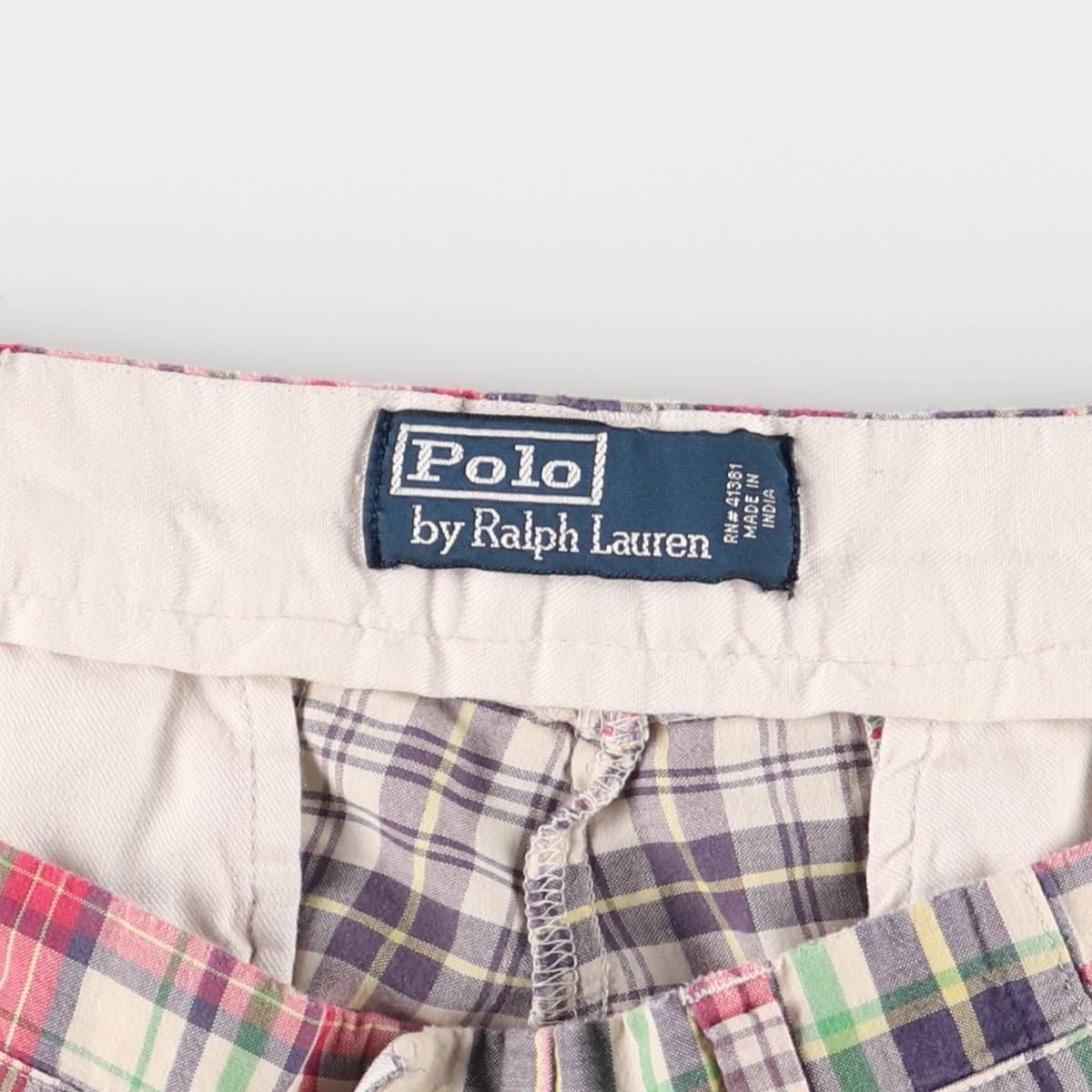 Polo by Ralph Lauren チェック柄ショートパンツ W48 古着 ラルフローレン Ralph Lauren POLO by Ralph Lauren パッチ