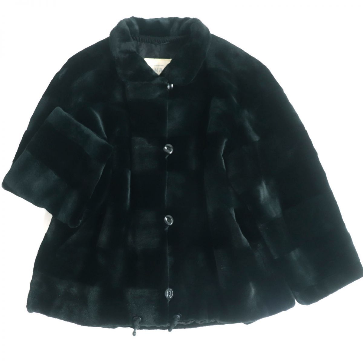 極美品▽MINK シェアードミンク 本毛皮コート ブラック F 毛質柔らか◎