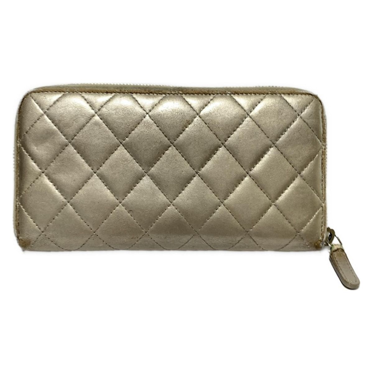 CHANEL シャネル 長財布 マトラッセ ゴールド ラウンドファスナー ゴールド金具 ラムスキン