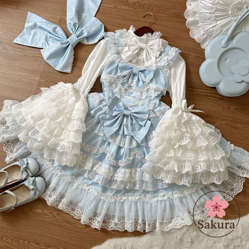 豪華ロリータ洋装 花嫁スタイル ジャンパースカート5色展開