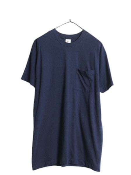 80s USA製 フルーツオブザルーム ポケット付き 無地 半袖 Tシャツ