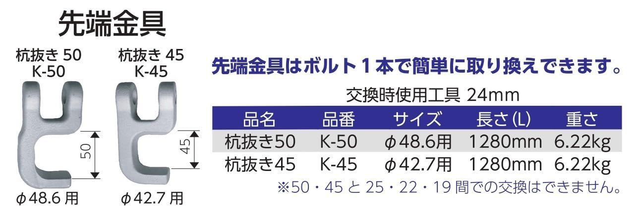 在庫処分】マルサ 杭抜き４５／地面に打ち込んだ杭やパイプが簡単に