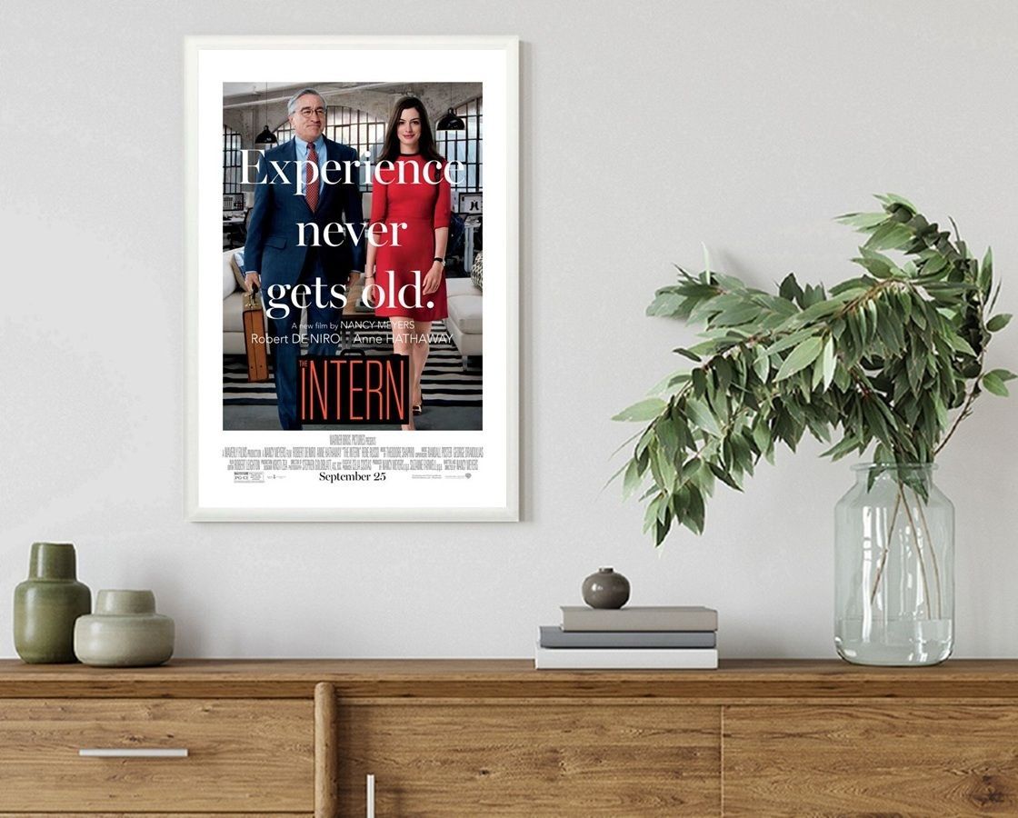 (セット) 白額 映画ポスター マイインターン US版mp1 / シェフ mp1 フレーム付-白-】映画ポスター マイインターン THE INTERN アン