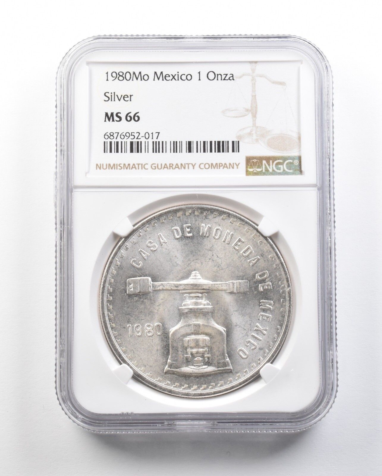 1980 Mo メキシコ 1 オンザ シルバー MS66 NGC *0603