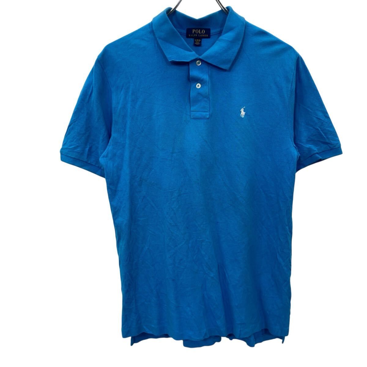 ずっと気になってた Polo Ralph Lauren 半袖 ポロシャツ レディースL ブルー ポロ トップス