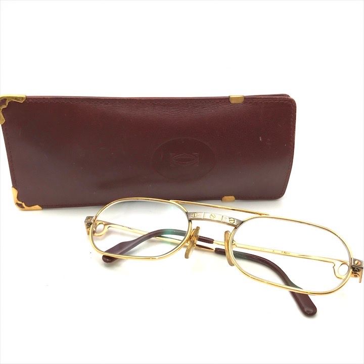 Cartier カルティエ 度入り メガネ アイウェア ケース付き ゴールド ボルドー a4175