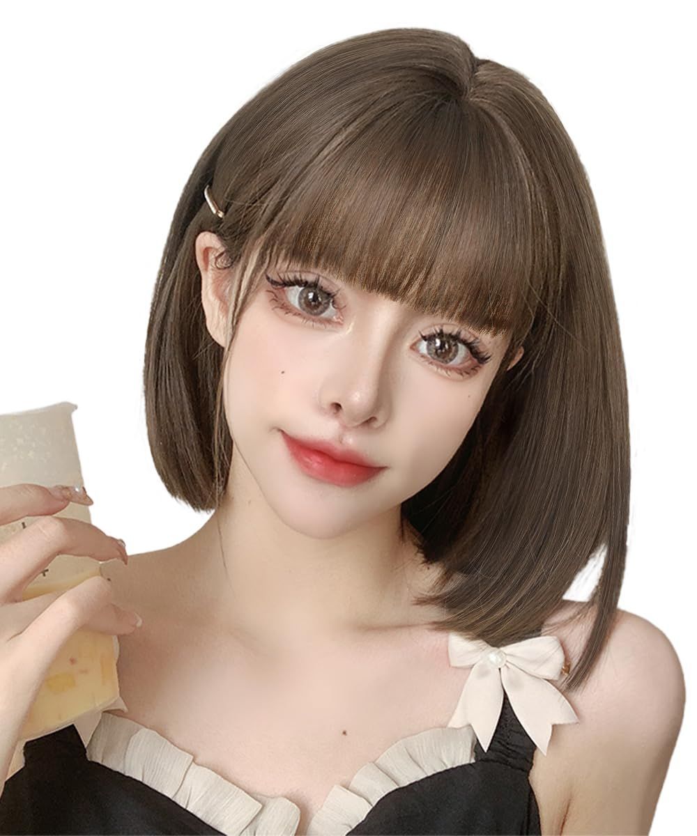 Aisiqueensウィッグ ショート ボブ フルウィッグ 耐熱 自然 大人