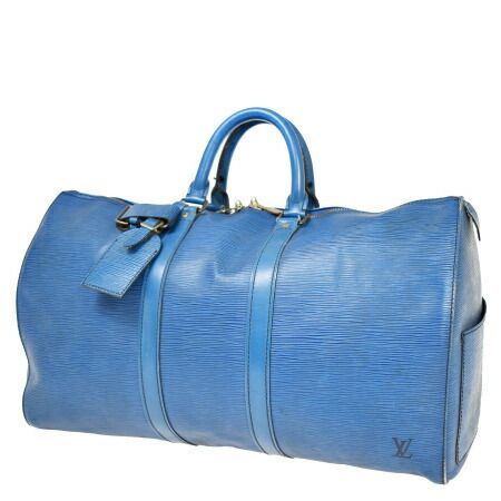 【中古】 ルイヴィトン LOUIS VUITTON キーポル 45 ボストンバッグ トラベル 旅行かばん ハンド エピ トレドブルー レザー M42975 33SC536