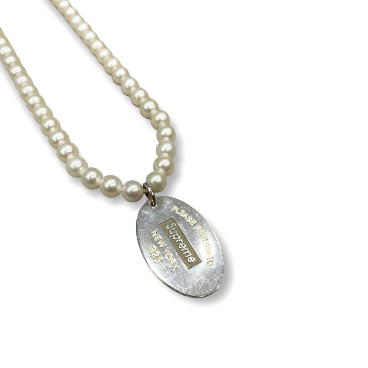 希少 Supreme × Tiffany & Co. Return to Tiffany Oval Pearl Necklace 