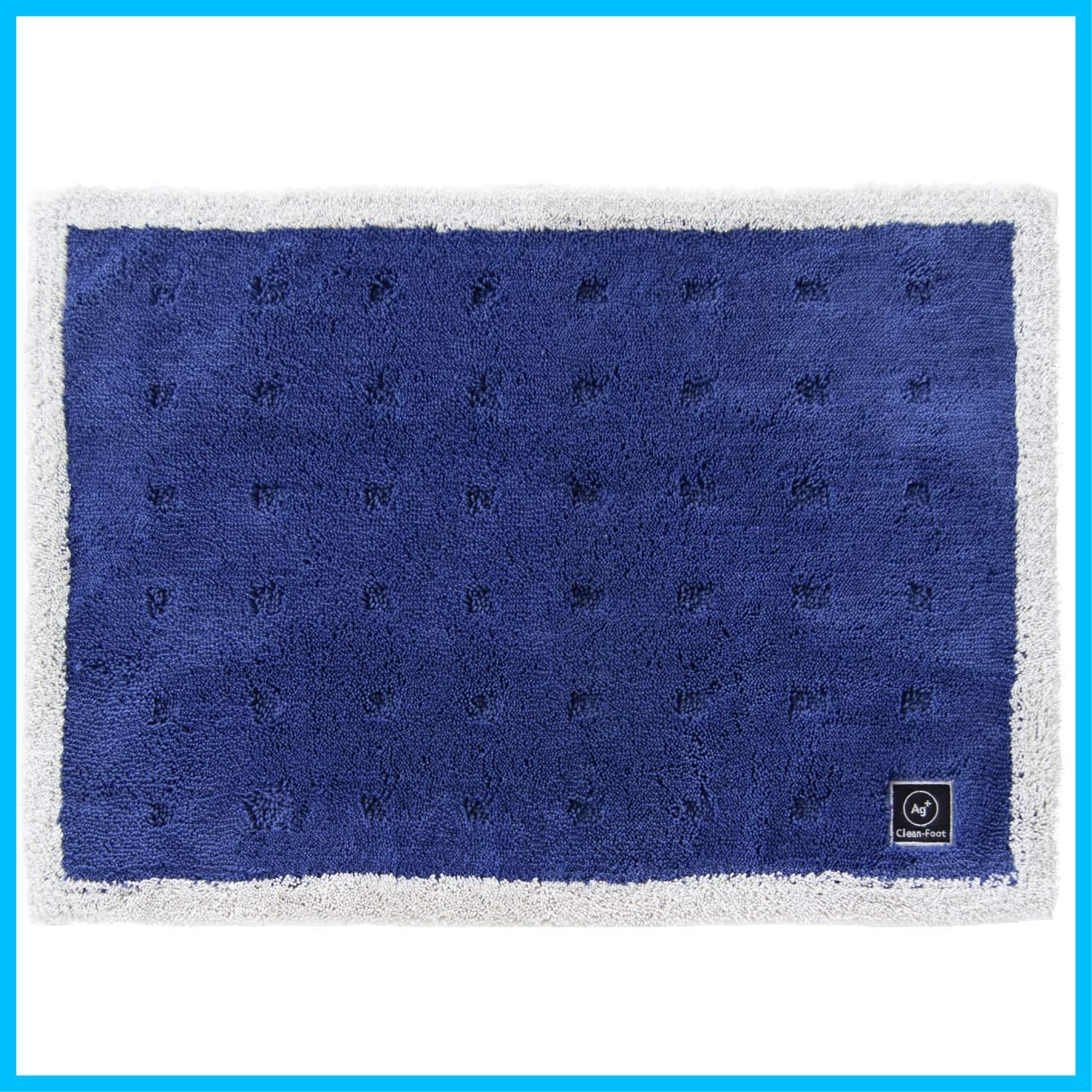 在庫セール クリーンフット 吸水 乾度良好Ag バスマット 約50cm×70cmcm 速乾 ブルー 浴室足ふきマット 抗菌 オカ