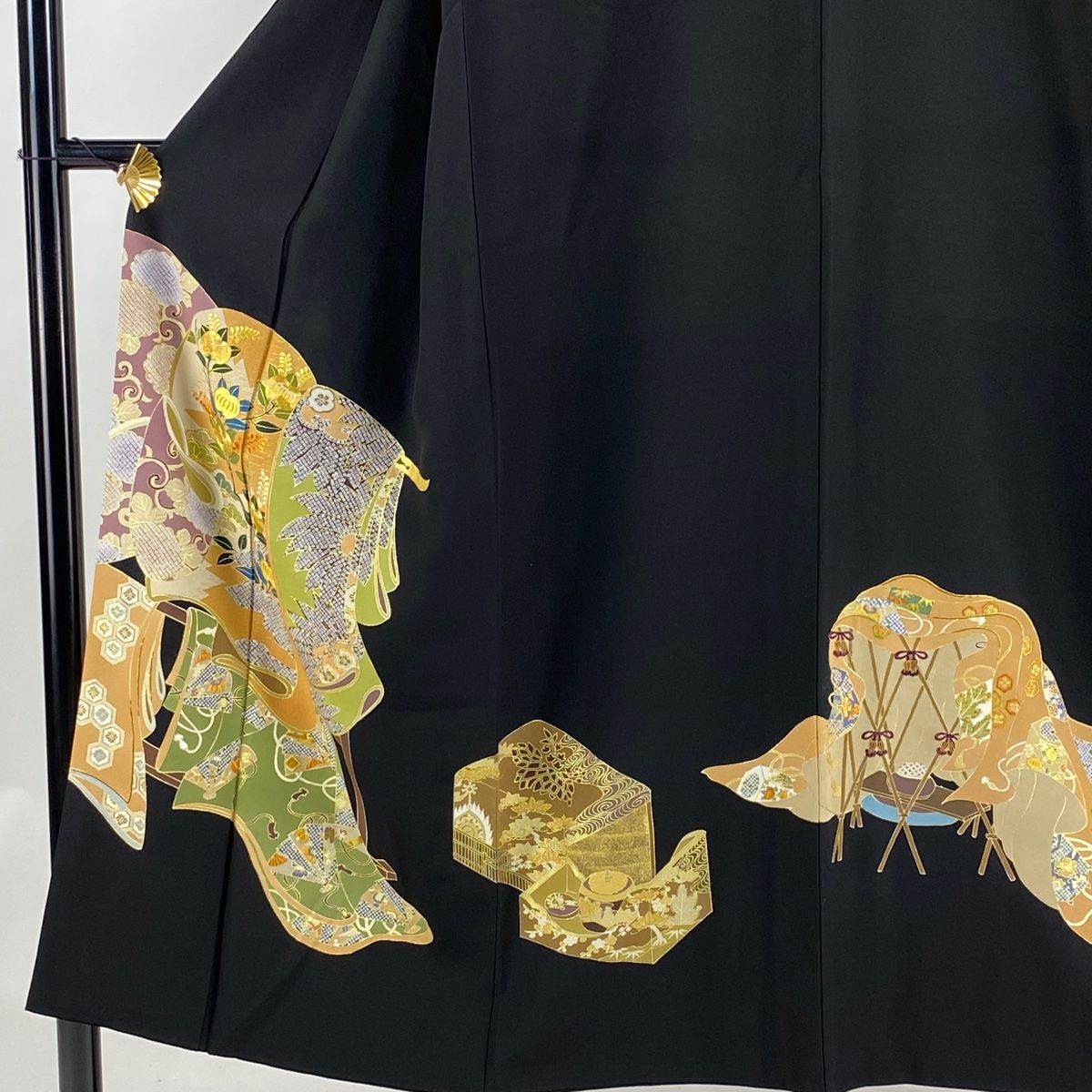 付下げ 身丈150.5cm 裄丈67cm M 袷 千總 落款 誰が袖 草花 金糸 刺繍  