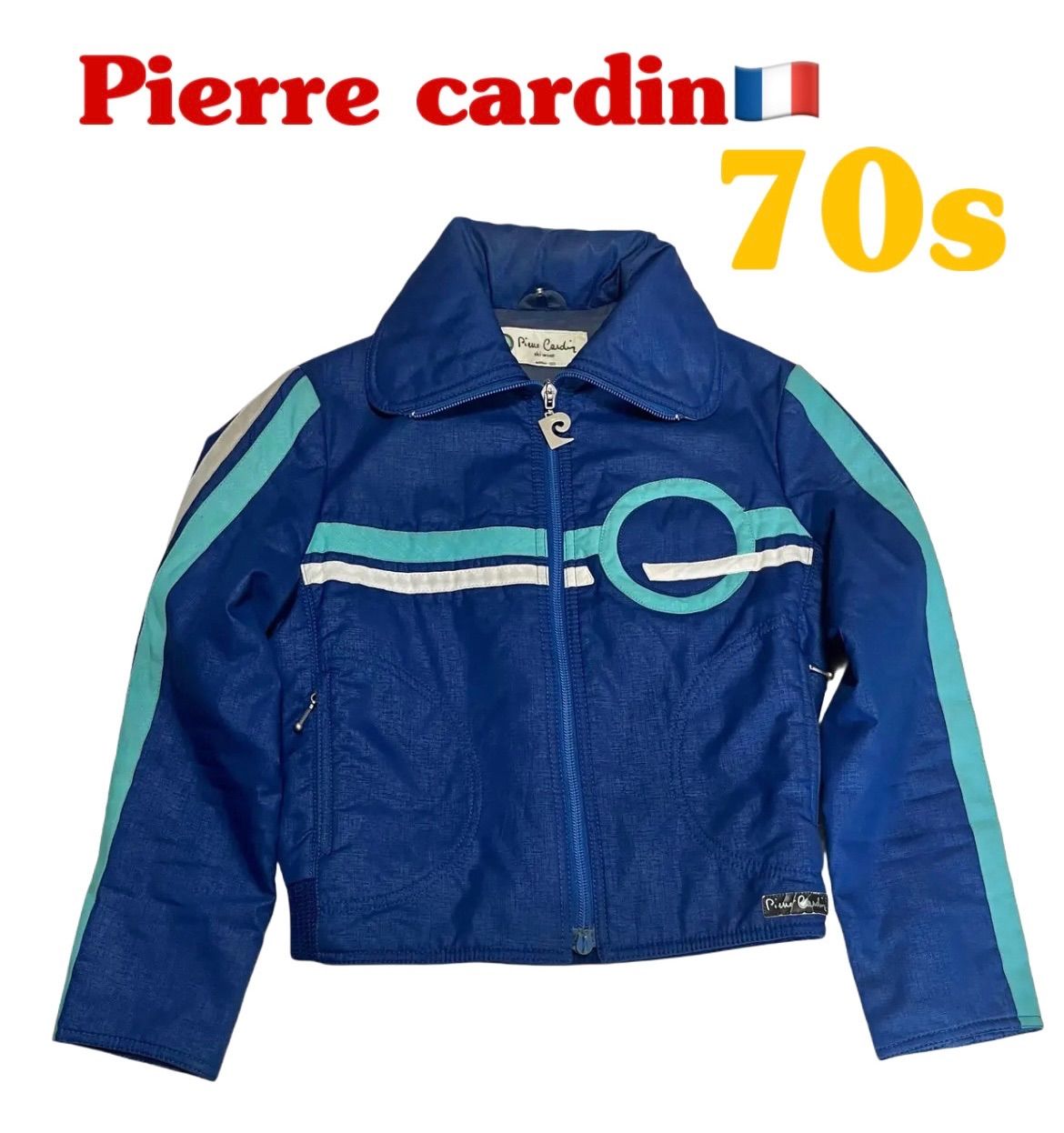 70s Pierre cardin Ski Jacket ブルー 幾何学 短丈