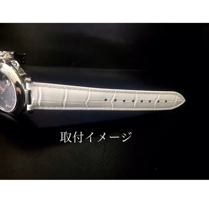 18mm 腕時計 凹型 レザーベルト ホワイト 白 Dバックル 防水仕様