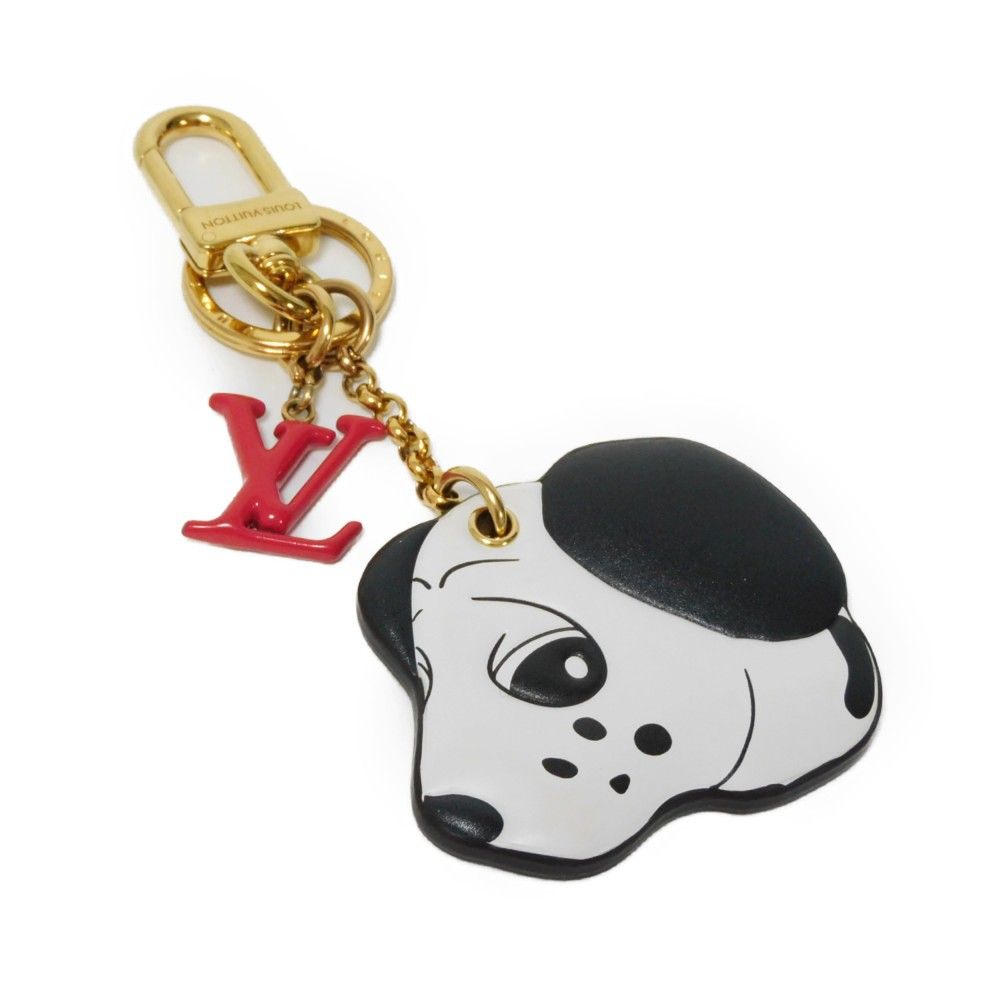 LOUIS VUITTON ルイ ヴィトン キーリング アニモグラム ドッグ 現行 LVロゴ LVシグネチャー エナメル ダルメシアン ドッグ 犬 バッグチャーム モノグラム リバース キーホルダー M01967