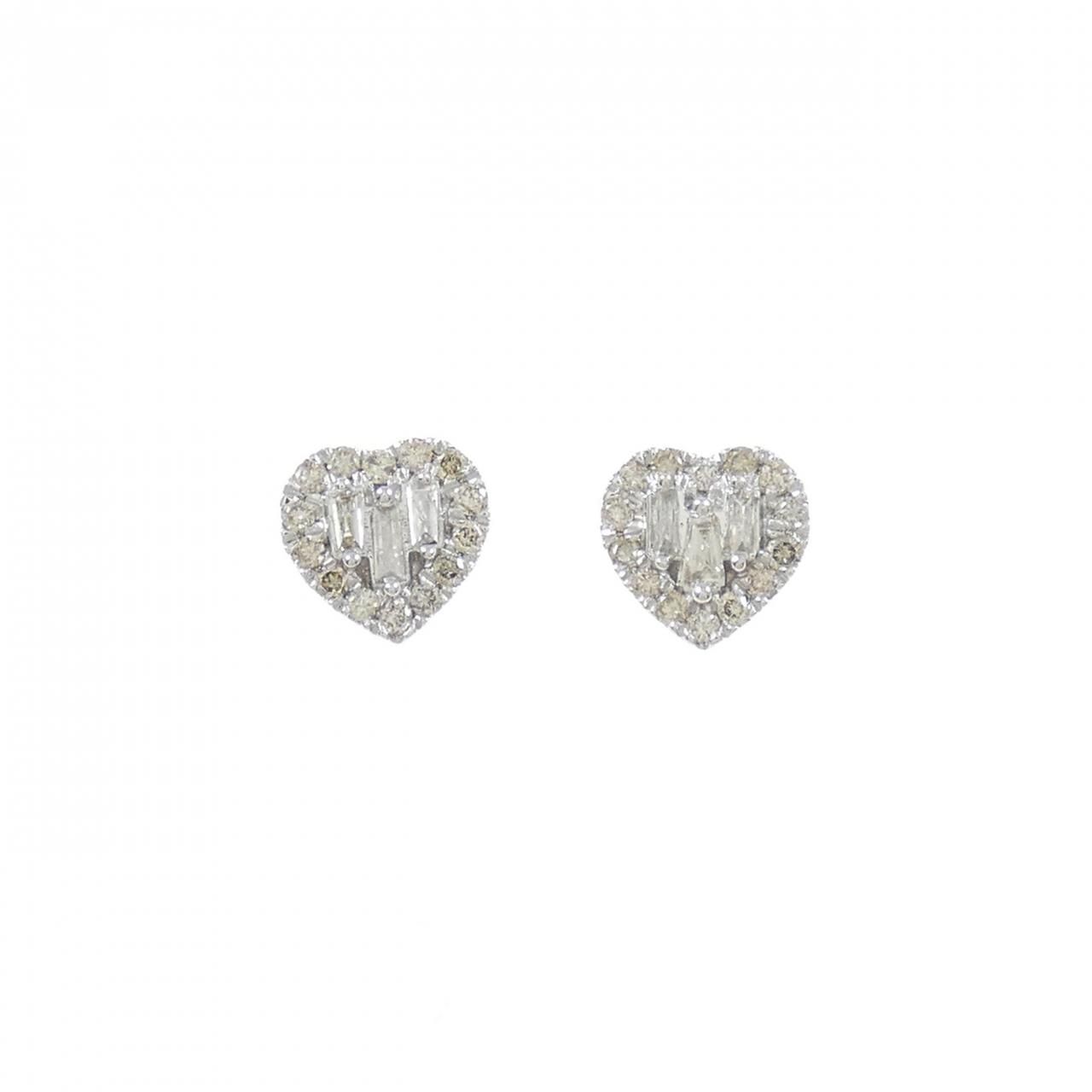 K18WG ハート ダイヤモンド ピアス 0.20CT