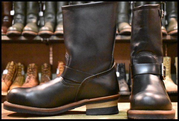 8D 08年 レッドウィング 2268 エンジニア 黒 ブラッククローム スチールトゥ プルオン ブーツ redwing HOPESMORE FJ155