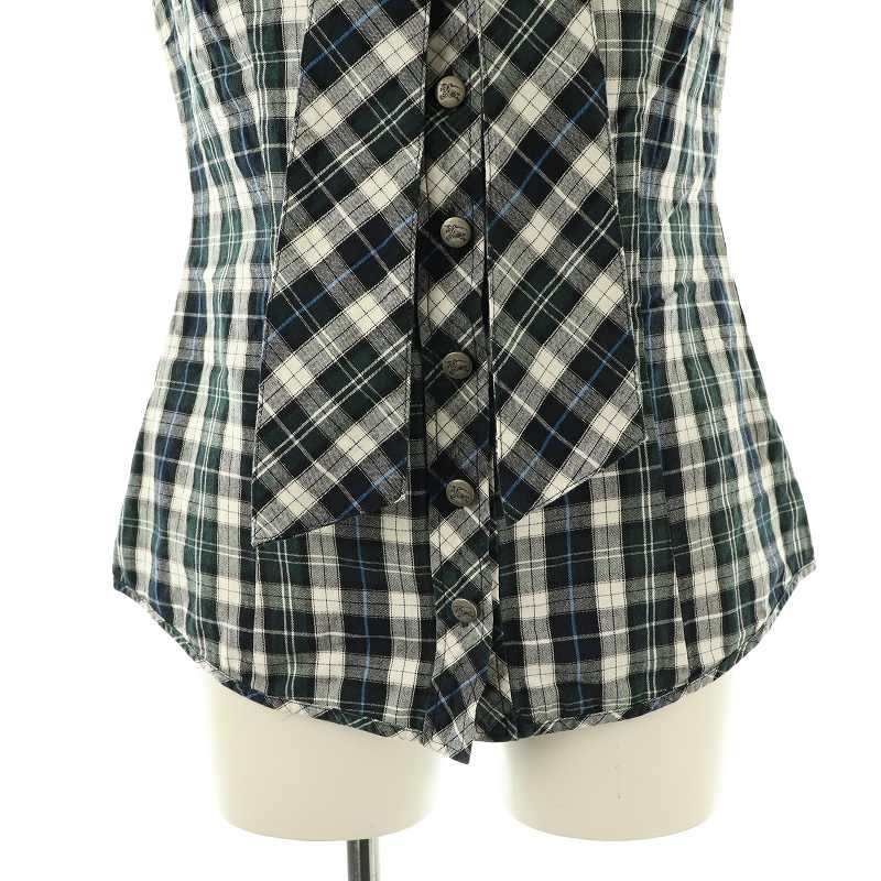 バーバリーブルーレーベル　ノースリーブ　ボウタイ　ブラウス　36(S) バーバリーブルーレーベル BURBERRY BLUE LABEL チェック
