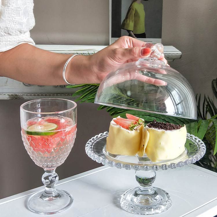 ガラスケーキドーム ガラスコンポート セット デザート皿 蓋つき