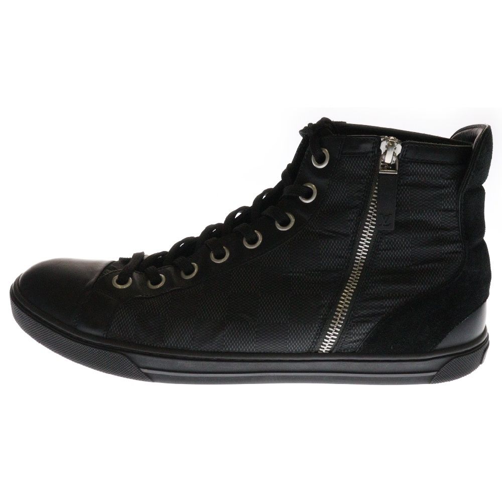 【美品】ルイヴィトン ハイカットスニーカー サイドジップ ピース 黒 6 1/2 美品】ルイヴィトン ハイカットスニーカー サイドジップ ピース 黒 6 1/2