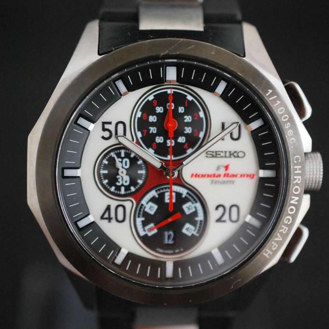 255 【美品 稼働】新品電池 SEIKO HONDA RACING 7T82-0AD0 y2k