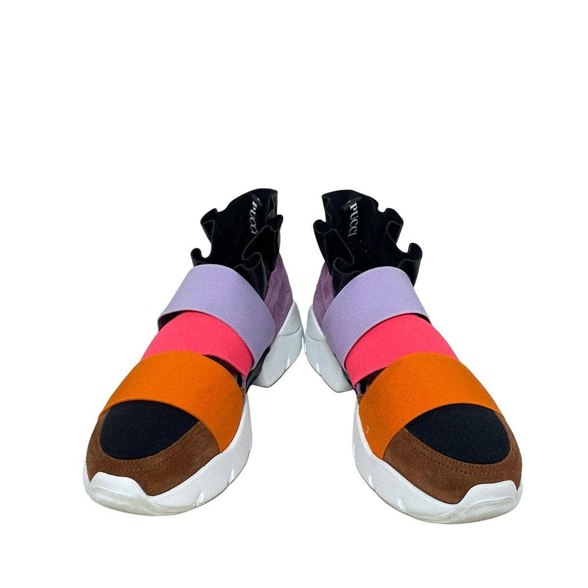 EMILIO PUCCI エミリオプッチ スリッポン 36 レディース スニーカーズ オブ ザ ワールド ライトパープル×黒×マルチ レザー