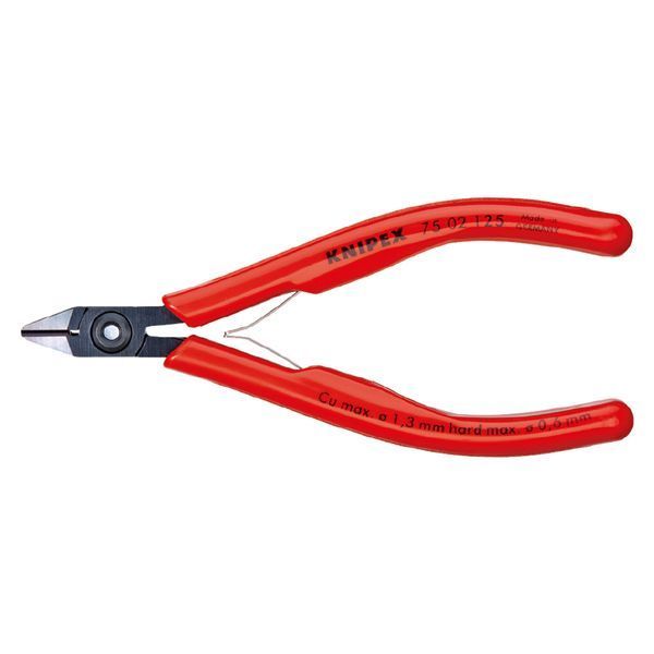 KNIPEX クニペックス エレクトロニクスニッパー プラスチックコーティング 全長125mm 7502-125