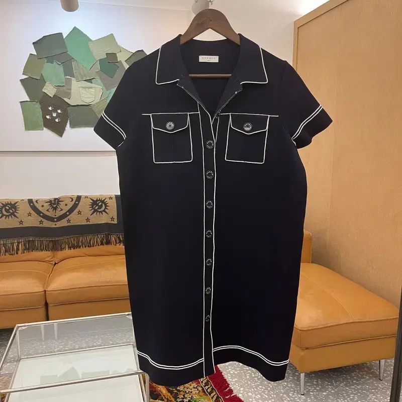 SANDRO サンドロ ツーポケット ステッチ ミニ ワンピース 95 C05505