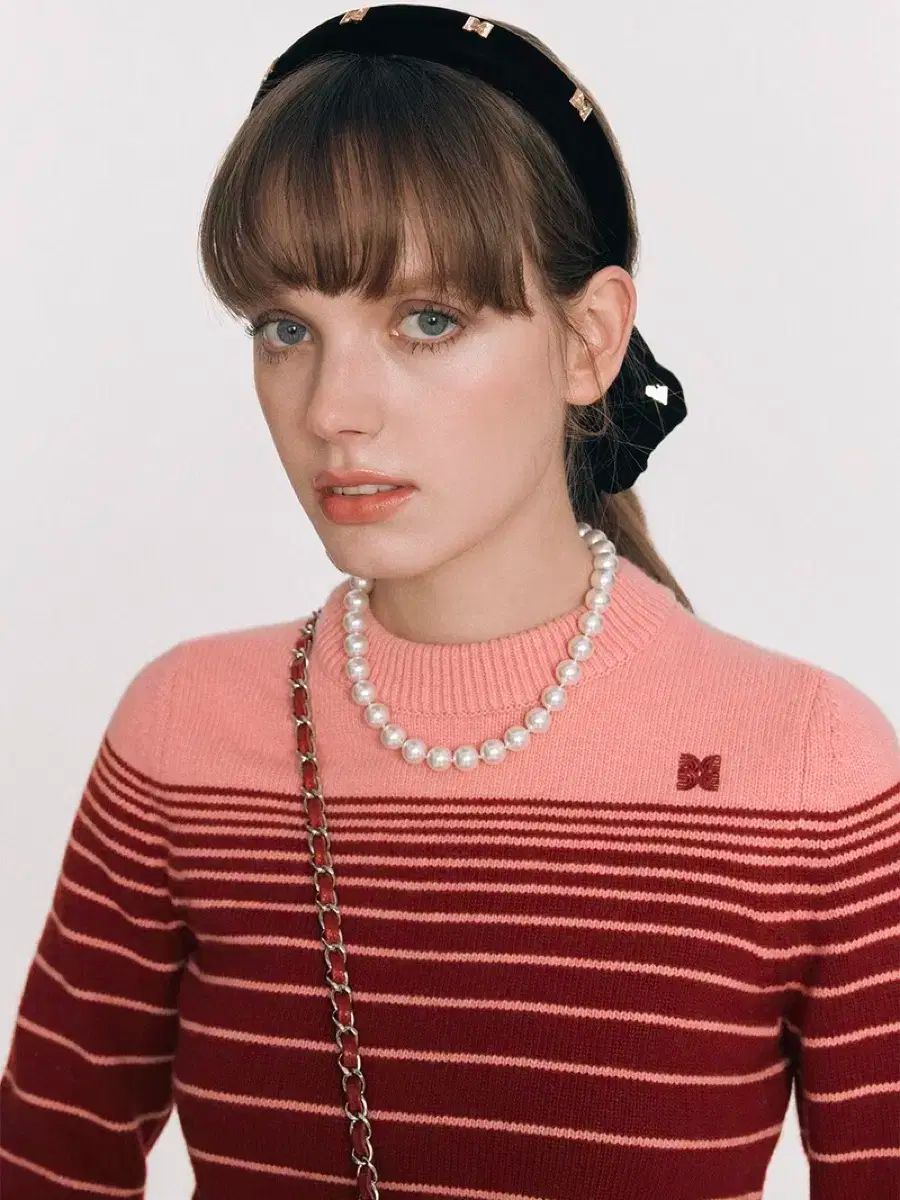 EENK インク Stripe Knit Pull ー over Red Pink