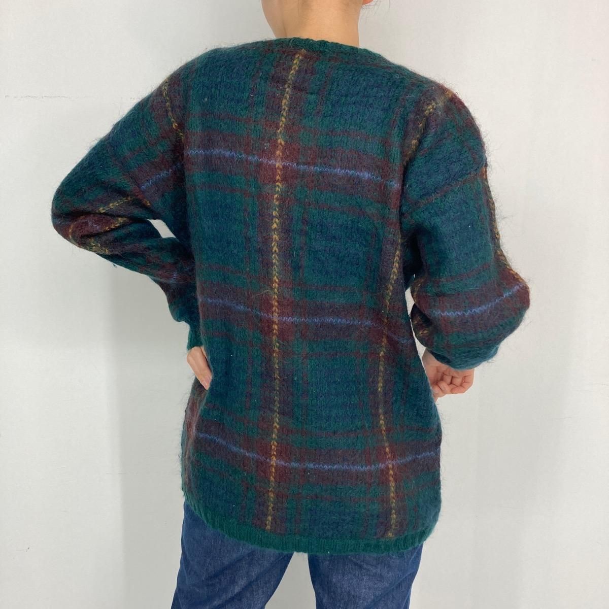 その他ブランド / 90s/JAY JACOBS/アクリルモヘア/カーディガン(厚手)/S/モヘア/BLK/チェック 古着 JAY JACOBS 総柄 モヘア×アクリルニットカーディガン レディースL