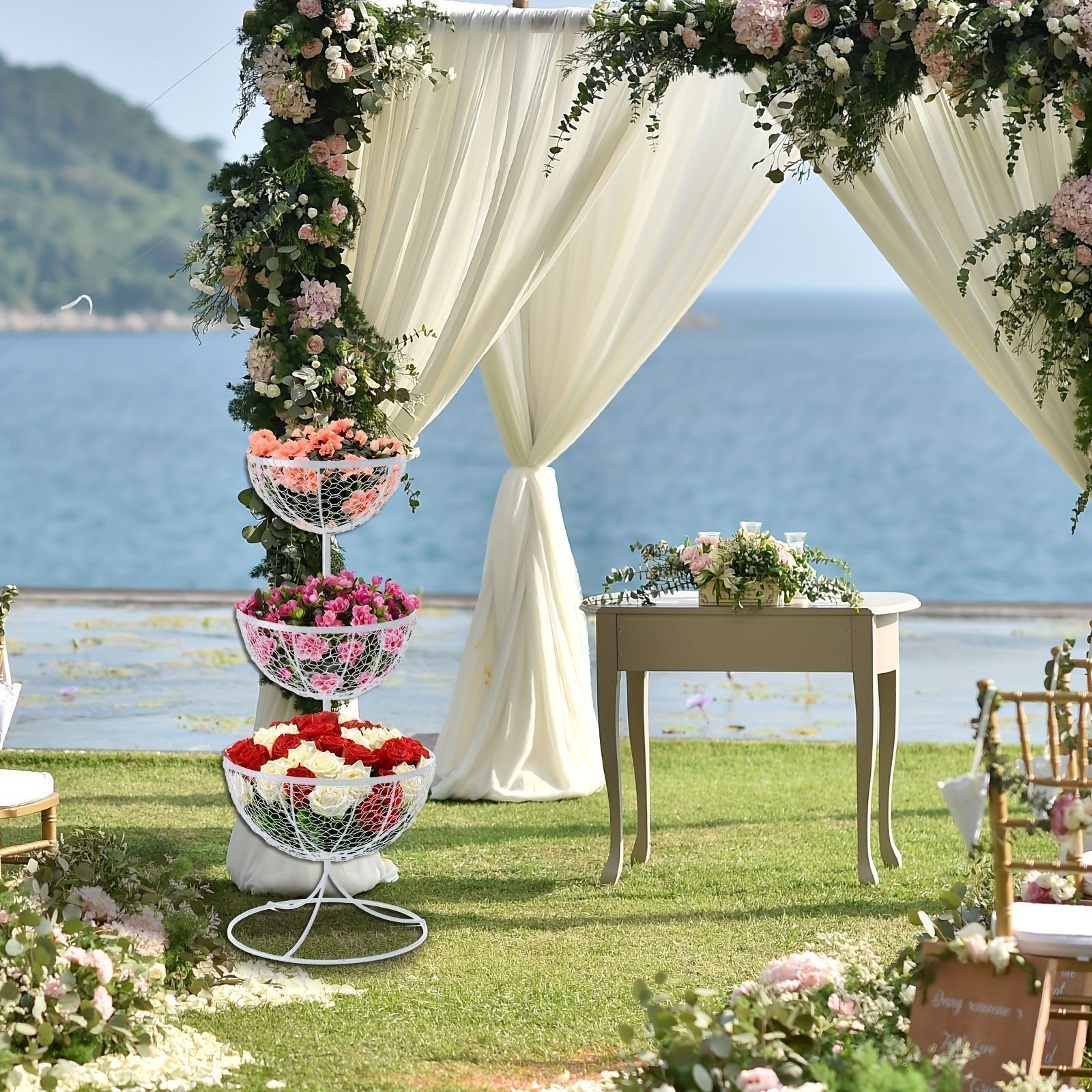 MJKQ9 花台 鉢スタンド フラワースタンド アイアン おしゃれ 4段 5段 棚 プランタースタンド 白 アンティーク ガーデンラ フラワースタンド  フラワーラック アイアン 花台 アンティーク おしゃれ ガーデンラック 4段棚 プランタースタンド 白 ガーデニング 屋外 室内 ... MJKQ9 フラワースタンド アイアン 花台 ホワイト 鉢スタンド おしゃれ ガーデンラック 棚 プランタースタンド 花ポットホルダ