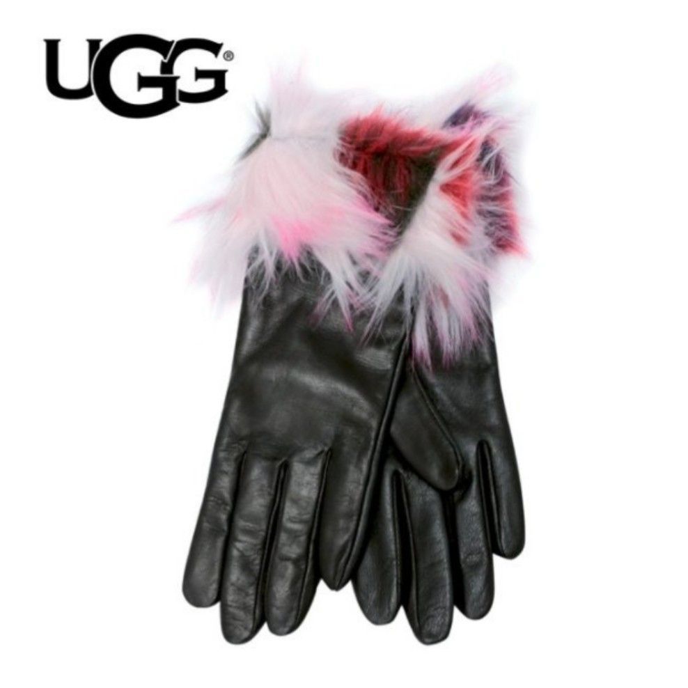 UGG アグ/レザー手袋/カラフルファーグローブ/PATCHWORK GLOVE