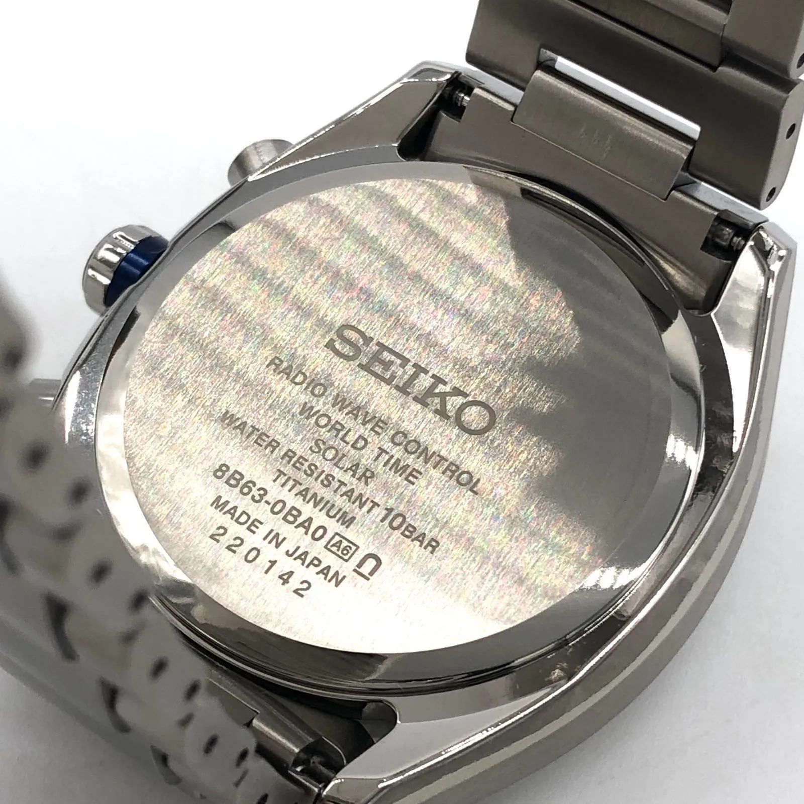 SEIKO◇ASTRON/タグ付/ソーラー腕時計/アナログ/チタン/WHT/SLV/8B63