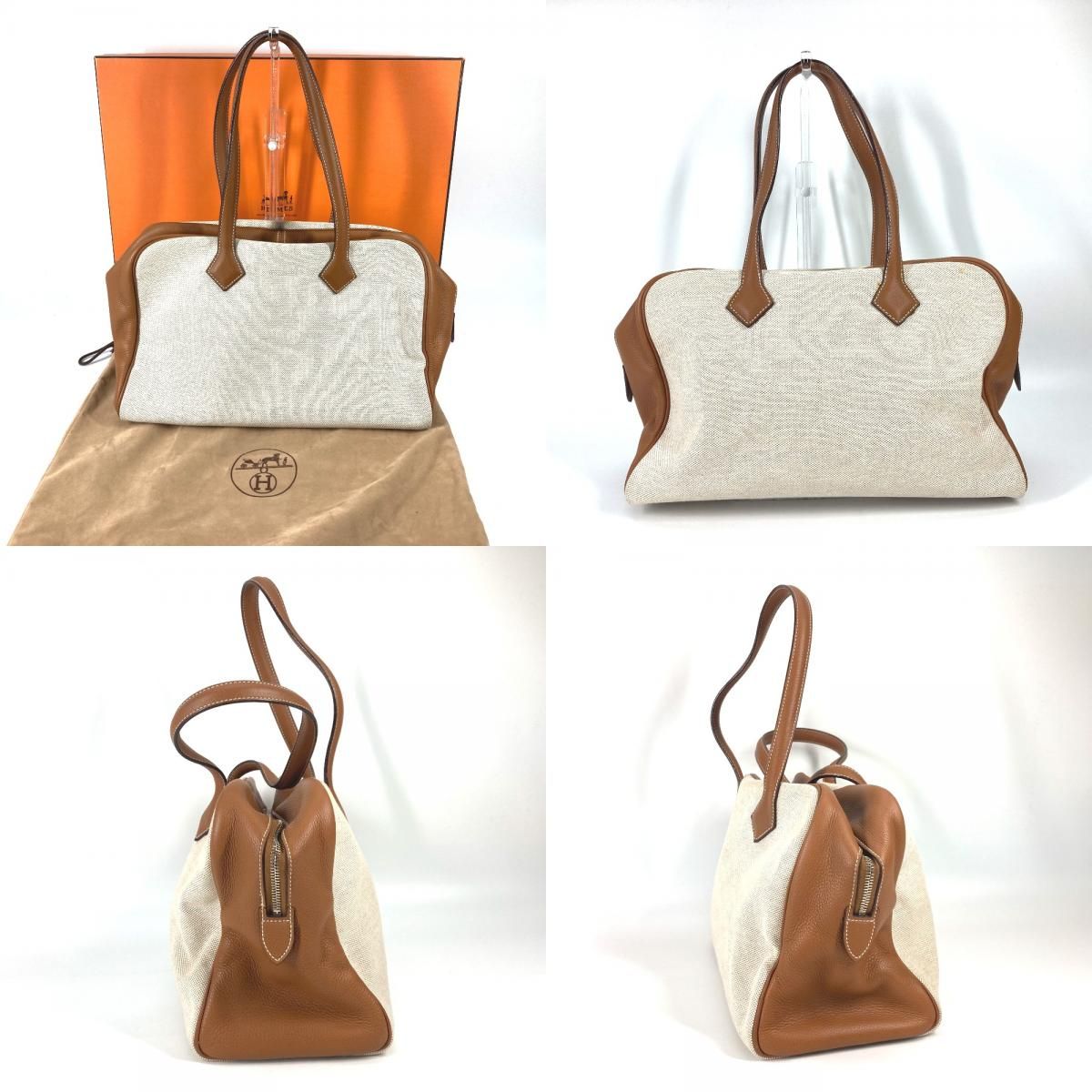 HERMES エルメス ボストンバッグ ヴィクトリア 35 キャンバス/レザー