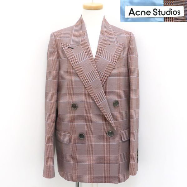 Acne Studios ダブルブレスト テーラード ジャケット グレンチェック #32 160/76A FN-WN-SUIT000193 ピンク系  JACKET アクネストゥディオズ ◇送料込◇質屋-10193 - メルカリ