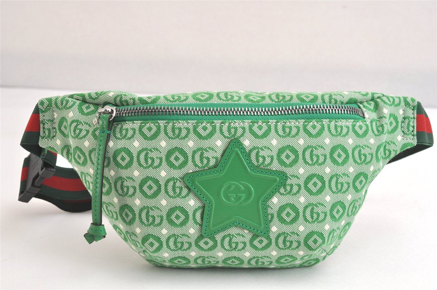 GUCCI グッチ チルドレンズ ウェブ シェリーライン ウエストバッグ GGキャンバス レザー グリーン 2495N